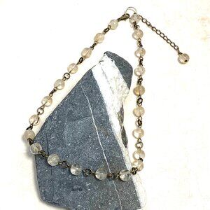 Natural Golden Rutilated Quartz Choker, Genuine Gemstone Adjustable Necklace